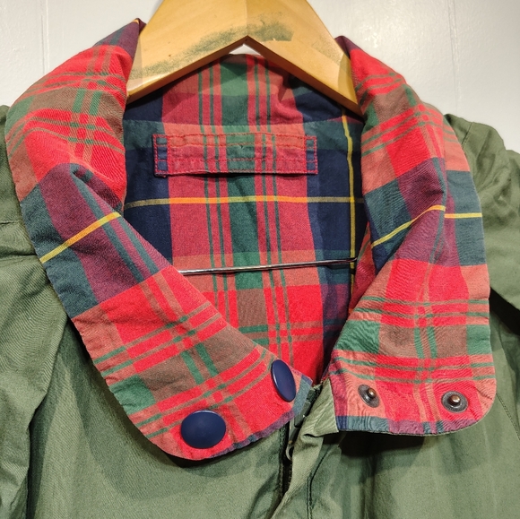 Vintage Ozark Wilderness Outfitters Green Plaid Hooded Reversible Jacket Medium - Picture 3 of 8